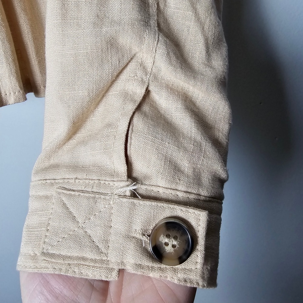 Cotton Linen Peplum Utility Jacket L Beige Cottagecore Spring Capsule Lagenlook - Picture 10 of 13